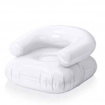 Sillón inflable de PVC con respaldo cómodo y asiento reforzado en vivos colores — plegado especial para impresión
