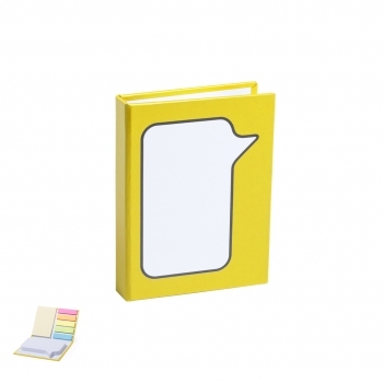 Dispensador de notas de cartón reciclado con 100 post-its y banderas