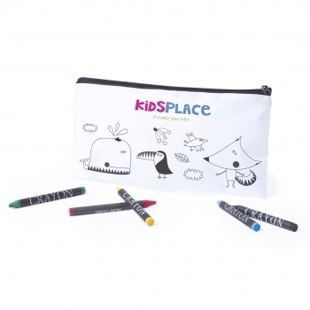 Estuche de non-woven blanco para colorear con 5 ceras incluidas