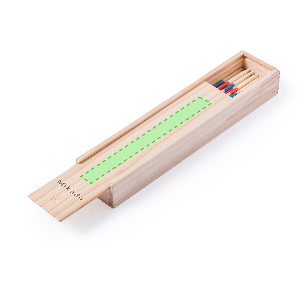 Juego de mikado clásico de 41 palitos de madera en caja con tapa deslizante