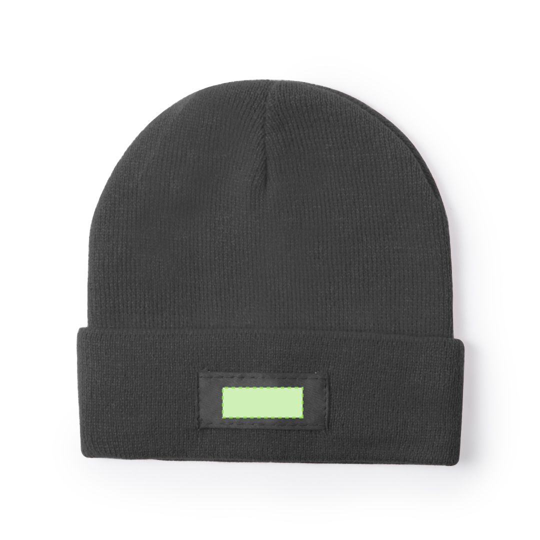 Gorro de punto de doble capa con banda frontal a juego especialmente diseñada para marcaje