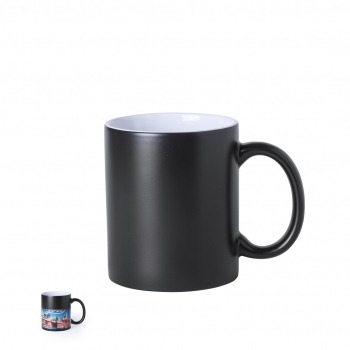 Taza sublimación cerámica contraste negro-blanco dramático 350 ml