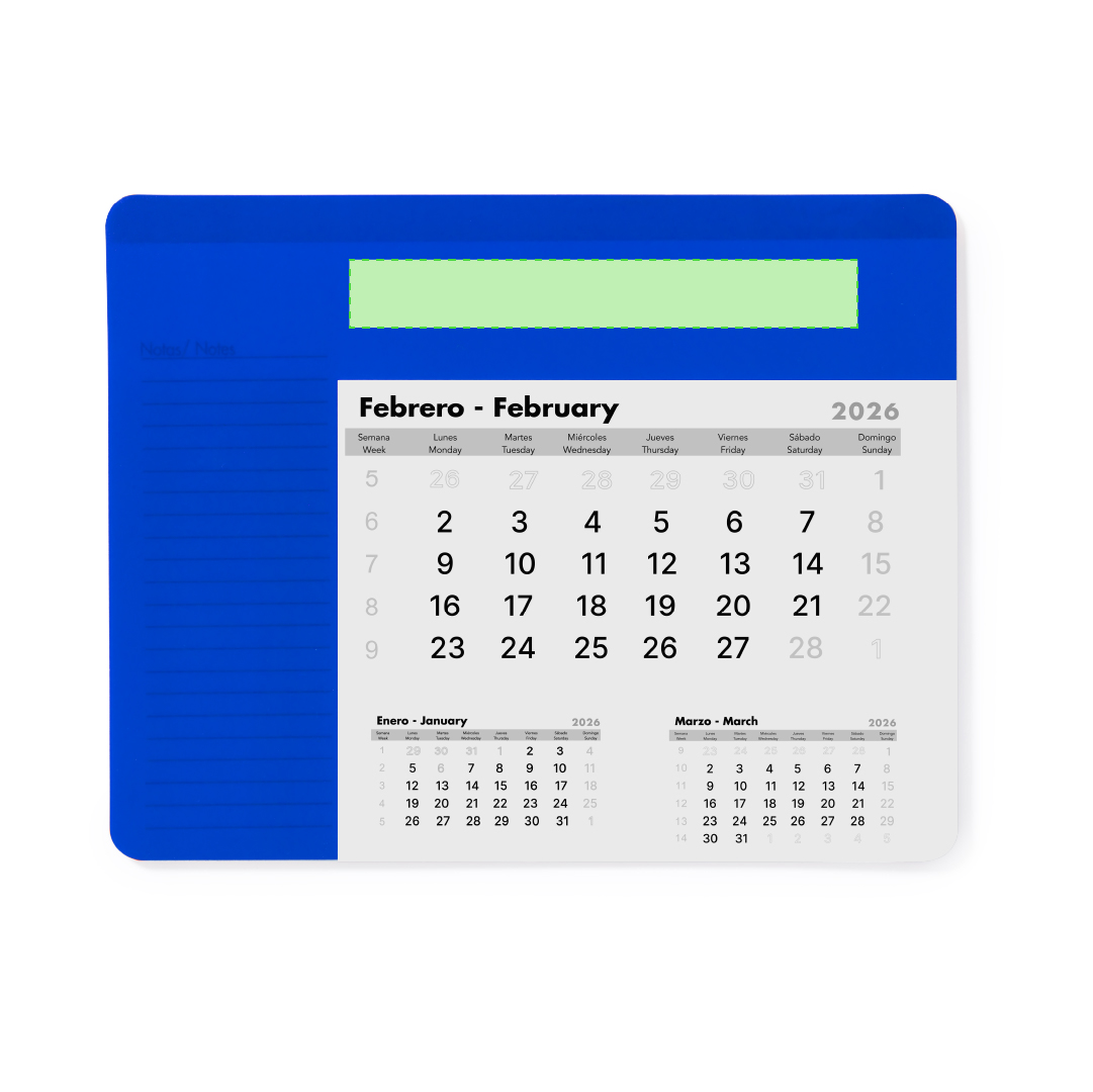 Alfombrilla calendario anual de 12 meses con base antideslizante