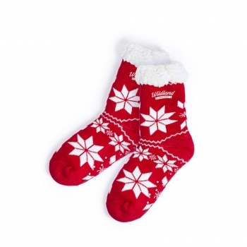 Calcetines antideslizantes Camiz motivos navideños — poliéster acrílico exterior y forro interior cálido, talla única 36-43, diseñados para andar por casa