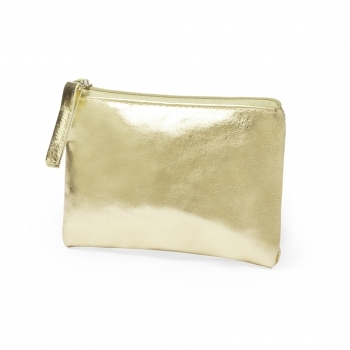 Monedero de polipiel en acabados dorado plateado y oro rosa con cremallera