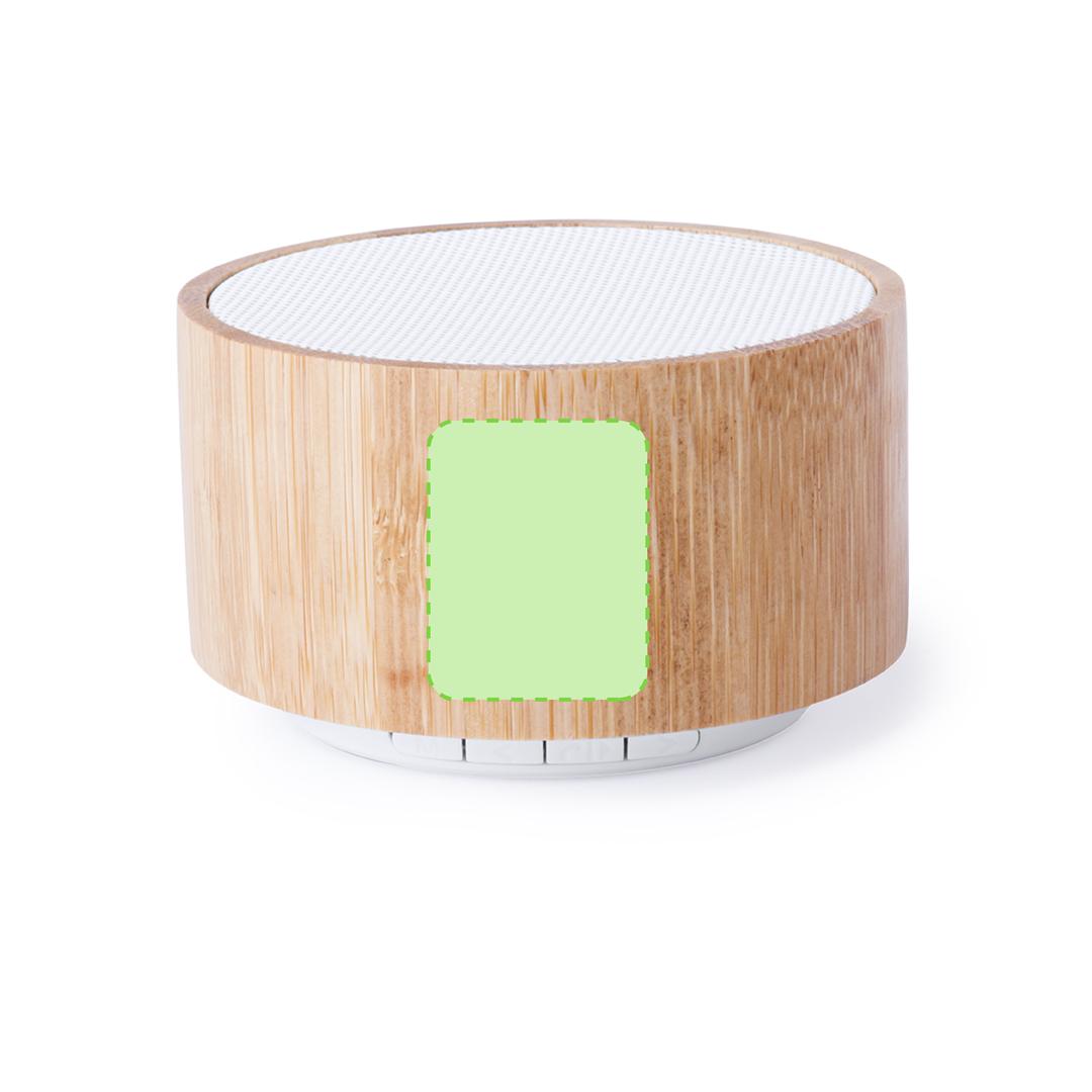 Altavoz compacto Bluetooth de bambú con radio FM, ranura SD y base antideslizante