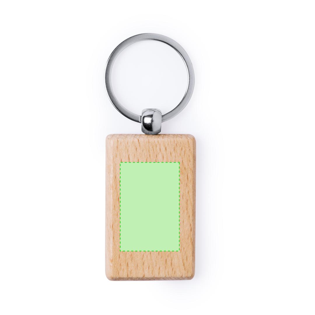 Llavero de madera de haya natural en diseños rectangular y redondo 12 g