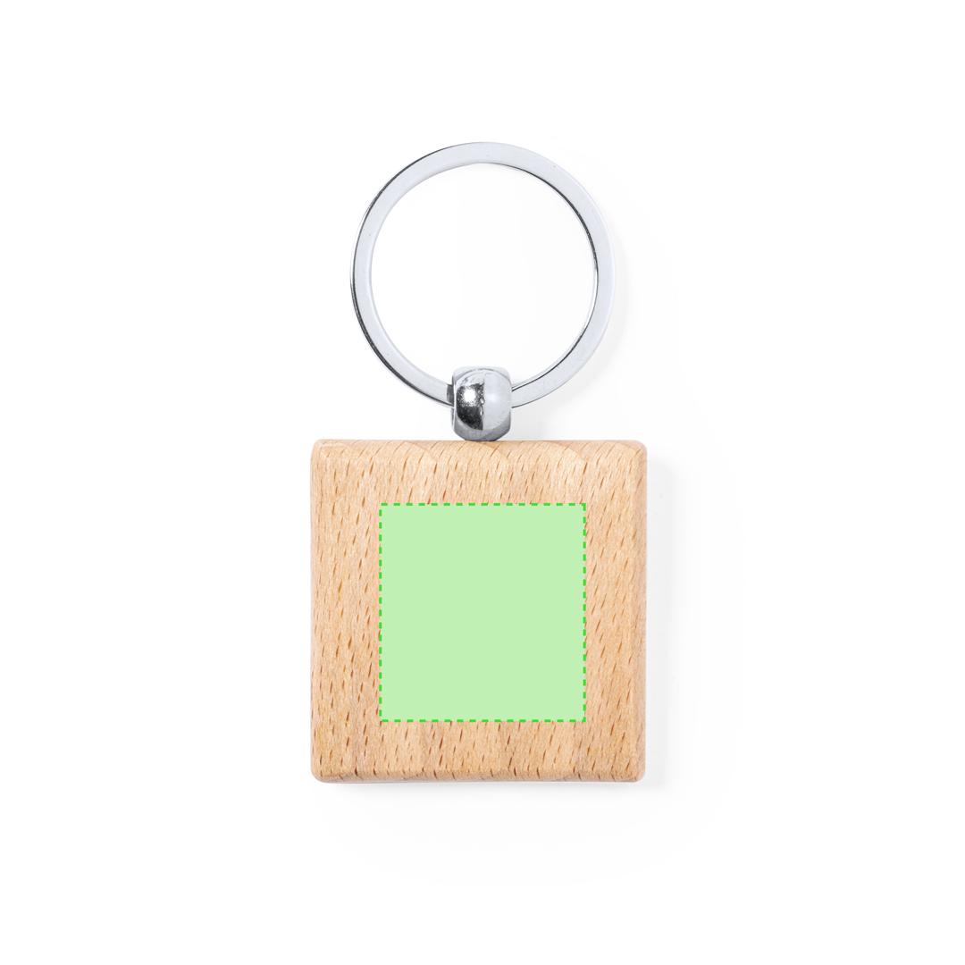 Llavero de madera de haya natural en diseños rectangular y redondo 12 g