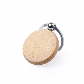 Llavero de madera de haya natural en diseños rectangular y redondo 12 g