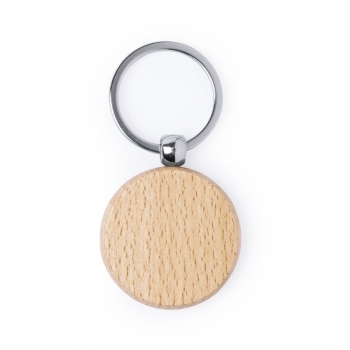 Llavero de madera de haya natural en diseños rectangular y redondo 12 g
