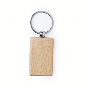 Llavero de madera de haya natural en diseños rectangular y redondo 12 g