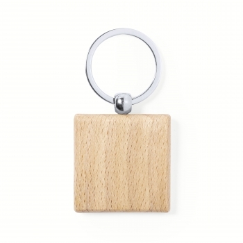 Llavero de madera de haya natural en diseños rectangular y redondo 12 g