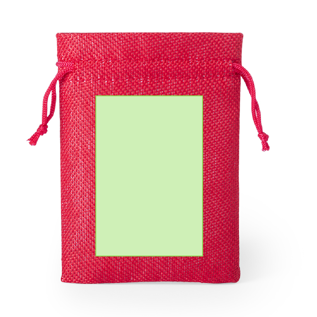 Funda de poliéster acabado nature con cierre de cordón a juego en variada gama de colores — 10x14 cm