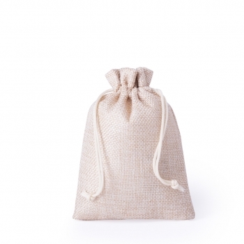 Funda de poliéster acabado nature con cierre de cordón a juego en variada gama de colores — 10x14 cm