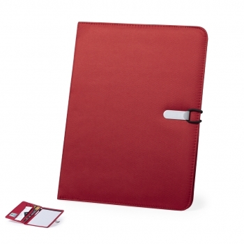 Carpeta portadocumentos combinada de poliéster y microfibra con bloc