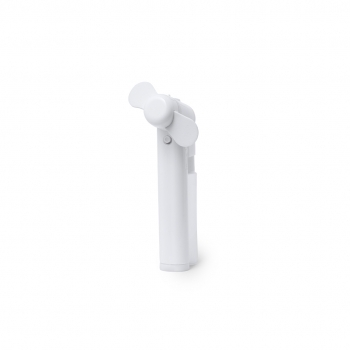 Ventilador vaporizador de 35 ml en cuerpo translúcido con aspas de EVA y alimentación a pilas 2xAA — 8,5x16 cm