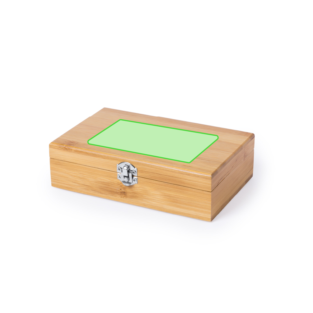 Set de vinos de bambú 3 accesorios en estuche de bambú troquelado