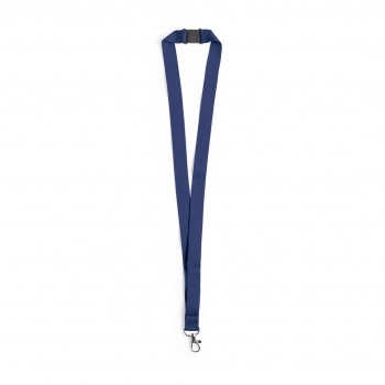 Lanyard de poliéster con cierre de seguridad en cuello y mosquetón metálico en gama de colores vivos