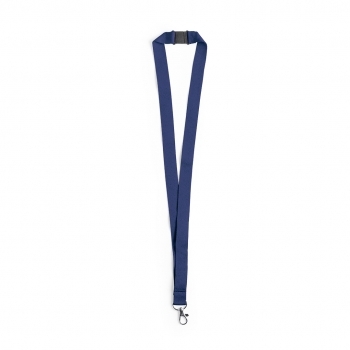 Lanyard de poliéster con cierre de seguridad en cuello y mosquetón metálico en gama de colores vivos