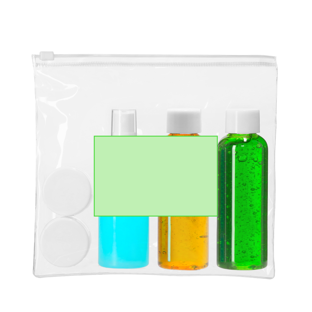 Neceser de viaje transparente de PVC 5 accesorios