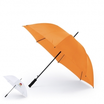 Paraguas XL automático de poliéster 190T con sistema antiviento, varillas de fibra de vidrio y mango acolchado de EVA