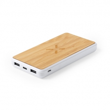 Powerbank inalámbrico de bambú natural con carga 5W de 8000 mAh