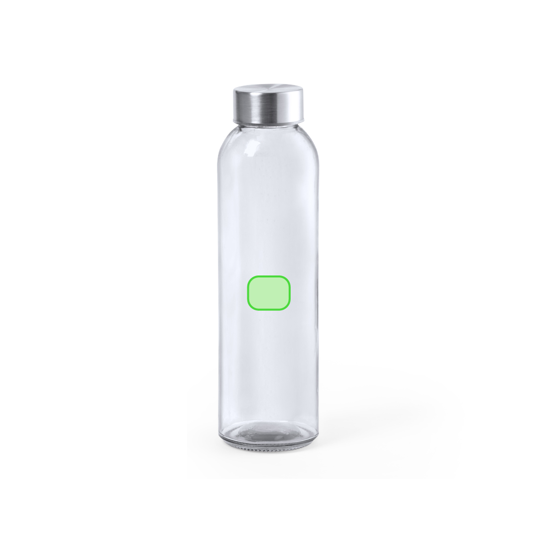 Botella de cristal clásica con tapa de acero inoxidable 500 ml