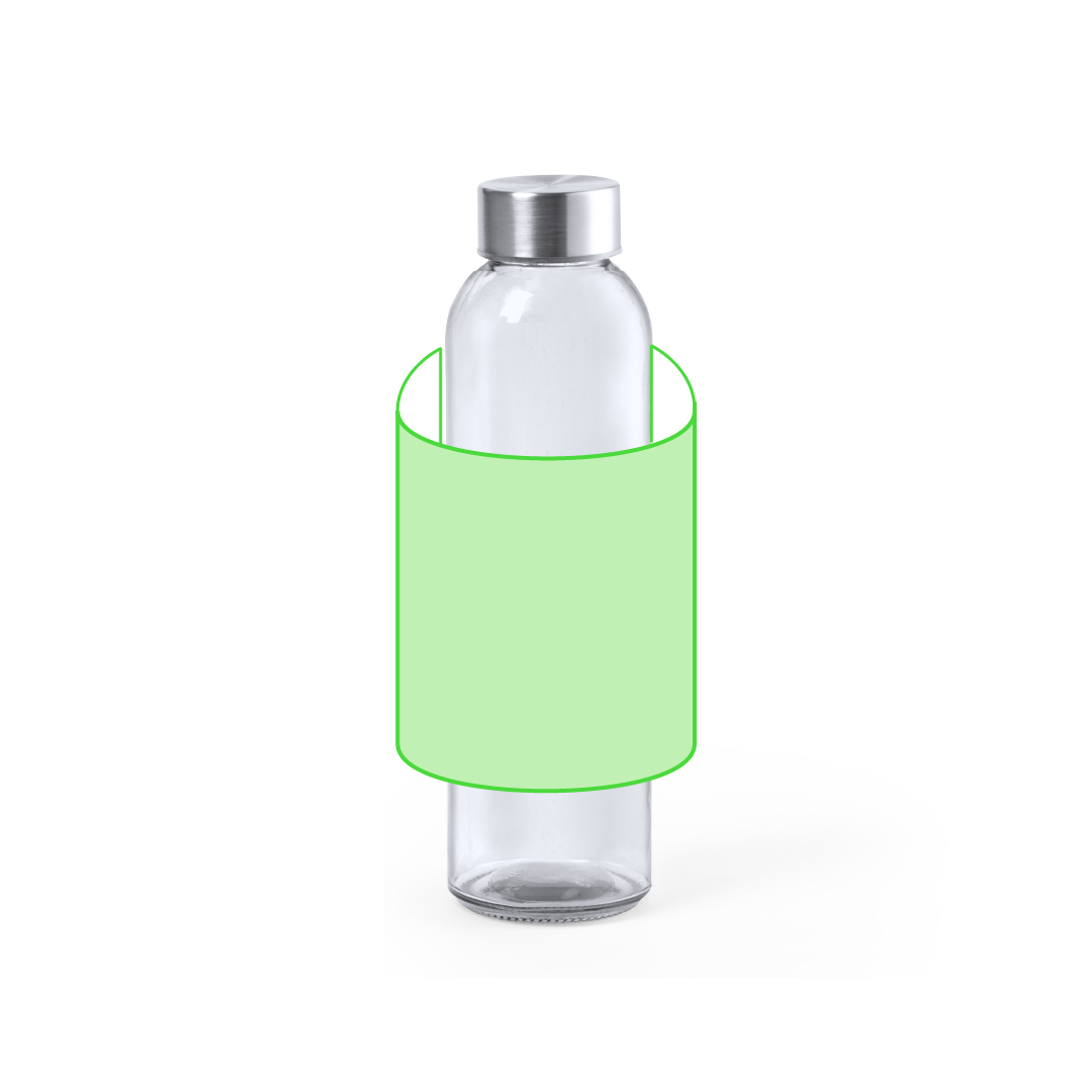 Botella de cristal clásica con tapa de acero inoxidable 500 ml