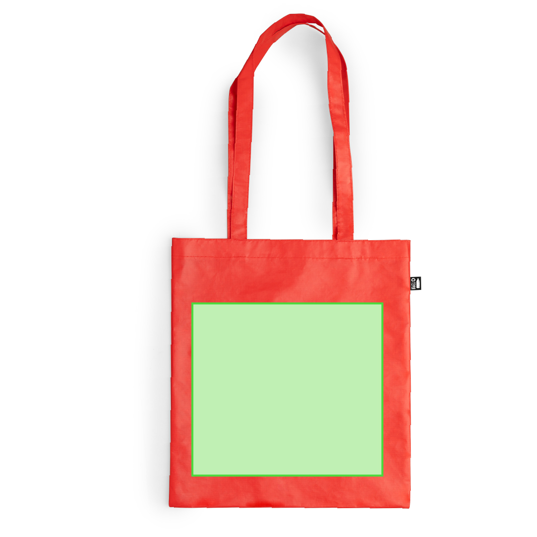 Bolsa de RPET asas largas 37×41 cm con etiqueta sostenible