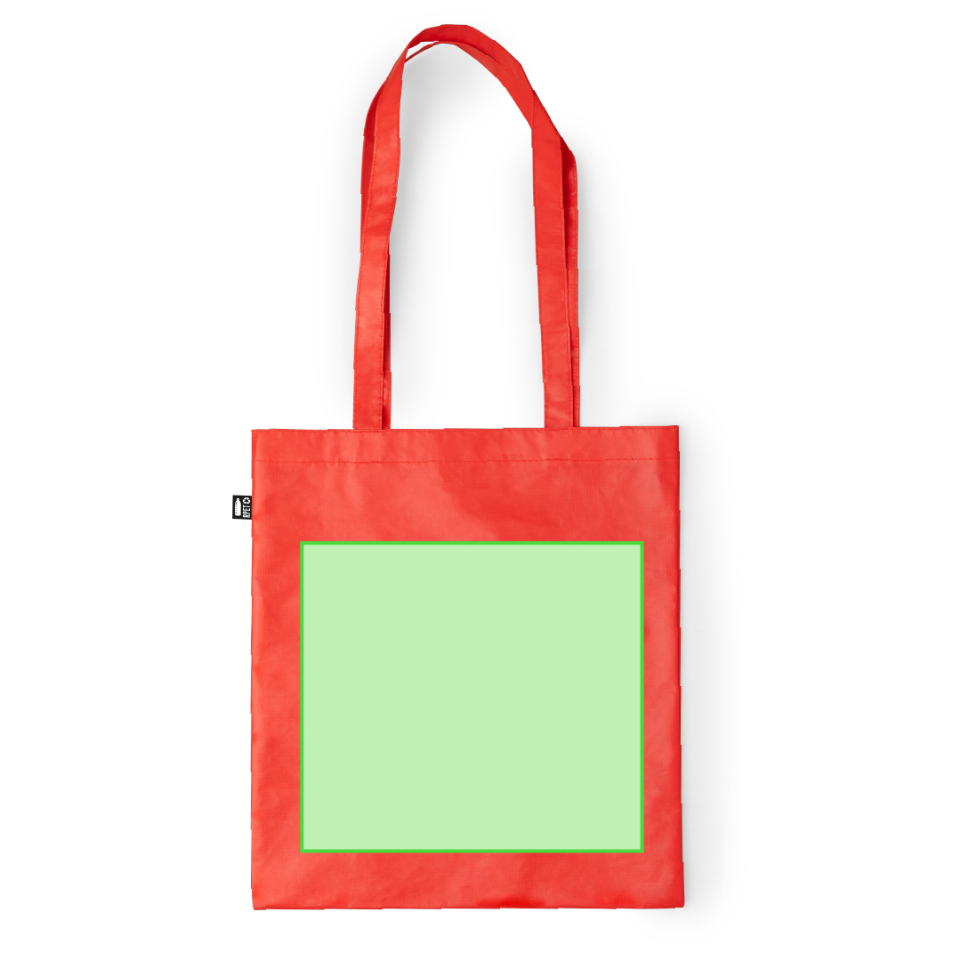 Bolsa de RPET asas largas 37×41 cm con etiqueta sostenible