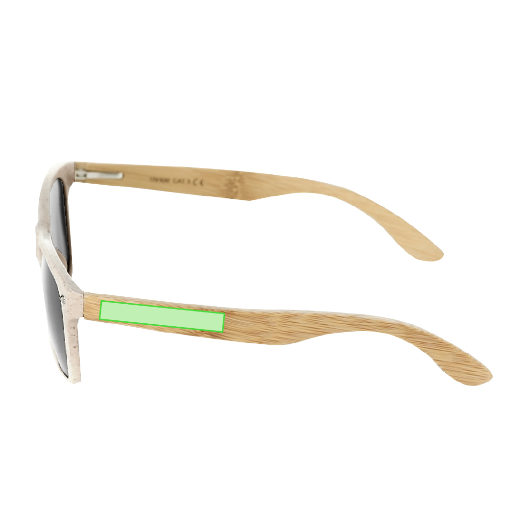 Gafas de sol de línea nature UV400 con montura en fibra de bambú y patillas en bambú — lentes tintadas a juego