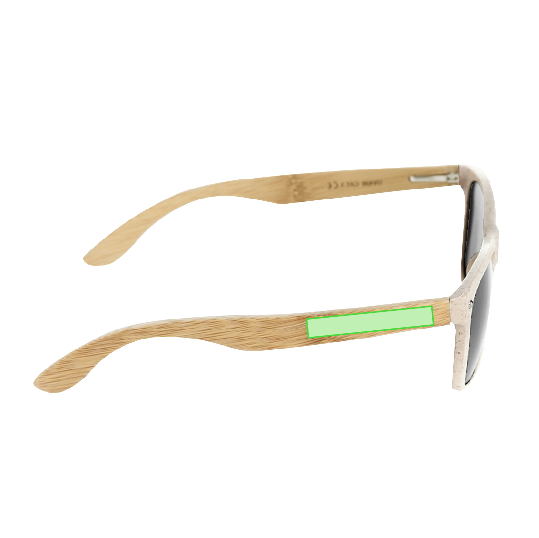 Gafas de sol de línea nature UV400 con montura en fibra de bambú y patillas en bambú — lentes tintadas a juego