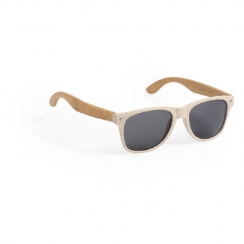Gafas de sol de línea nature UV400 con montura en fibra de bambú y patillas en bambú — lentes tintadas a juego