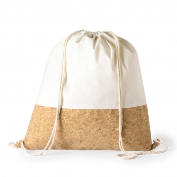 Mochila de cuerdas de corcho natural y algodón 145 g/m² con cuerdas naturales y esquinas reforzadas