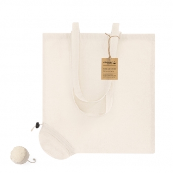 Bolsa plegable de algodón orgánico 120 g/m² con cordón