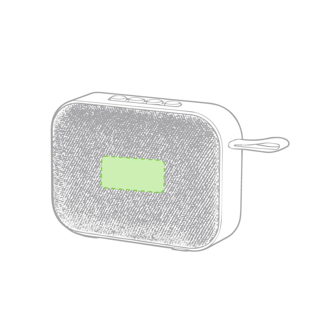 Altavoz Bluetooth 5.0 bicolor con rejilla de poliéster, asa en silicona a juego, radio FM y 3W