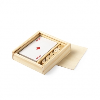 Set de 2 juegos baraja francesa y dados de madera en estuche individual