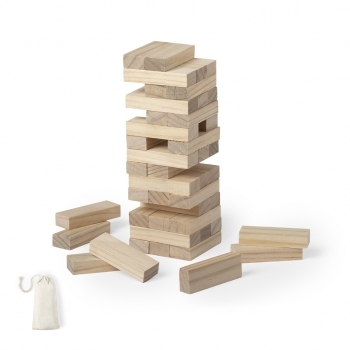 Juego de habilidad de 45 piezas de madera en funda de algodón 230 g