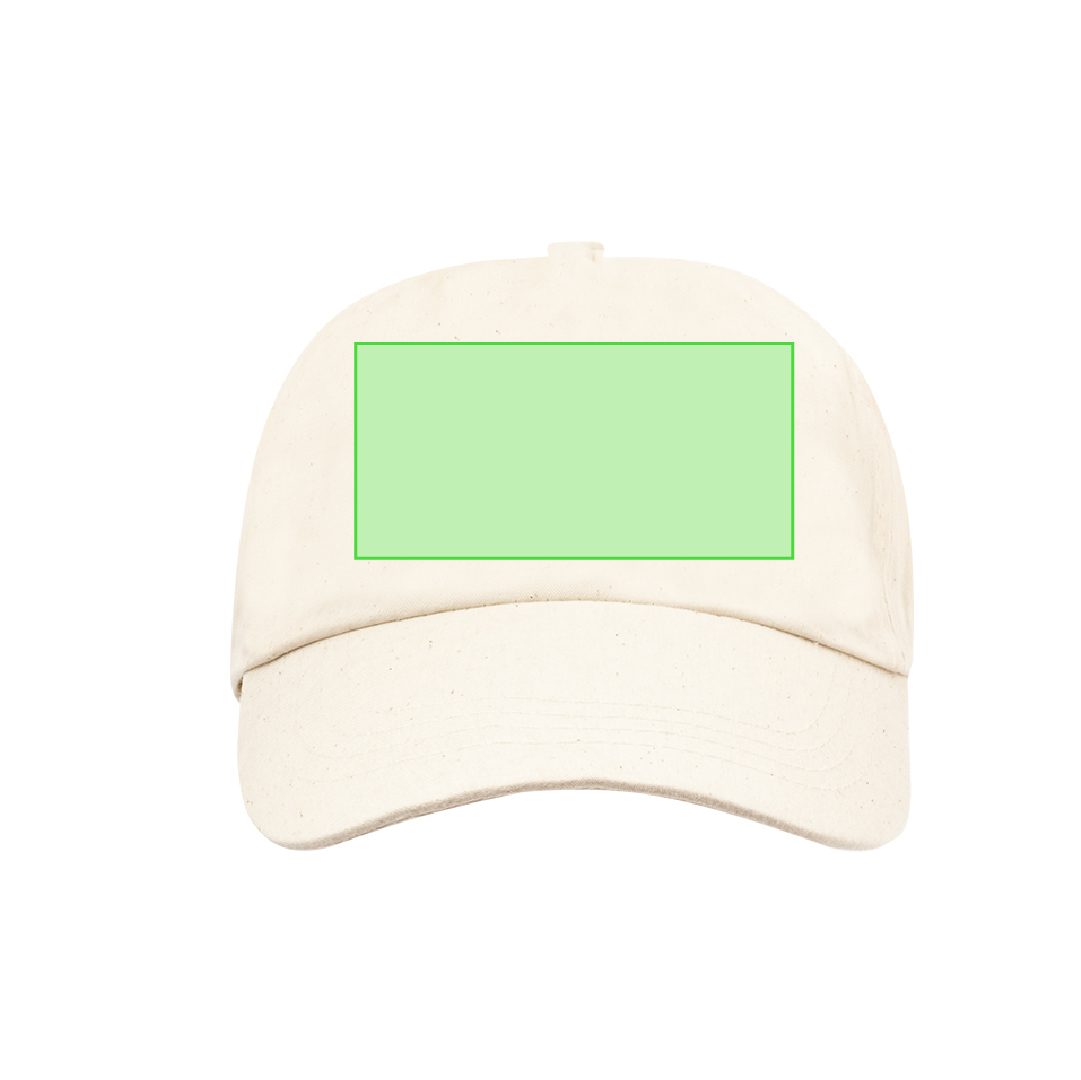 Gorra 5 paneles de algodón orgánico crudo línea nature con cierre de velcro y etiqueta distintiva