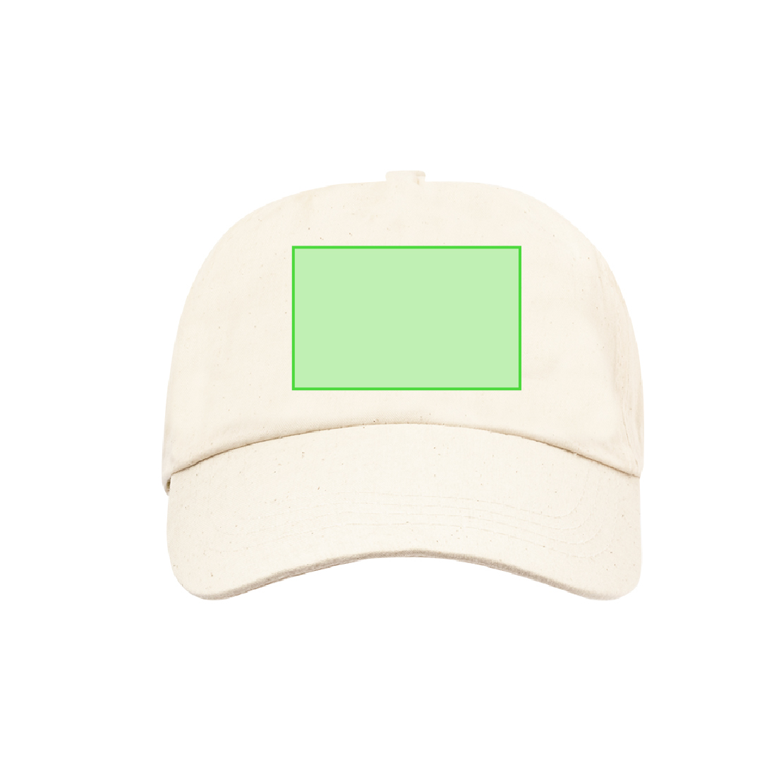 Gorra 5 paneles de algodón orgánico crudo línea nature con cierre de velcro y etiqueta distintiva