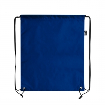 Mochila de cuerdas de RPET con argollas metálicas, distintivo RPET y sublimación