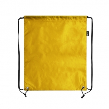 Mochila de cuerdas de RPET con argollas metálicas, distintivo RPET y sublimación