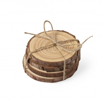 Set de posavasos de madera natural 4 piezas