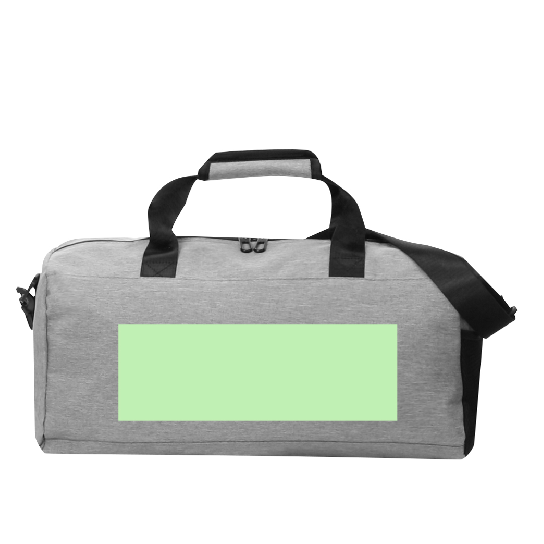 Bolso multiusos de poliéster 600D denim bicolor gris con bandolera, doble tirador y redecilla lateral