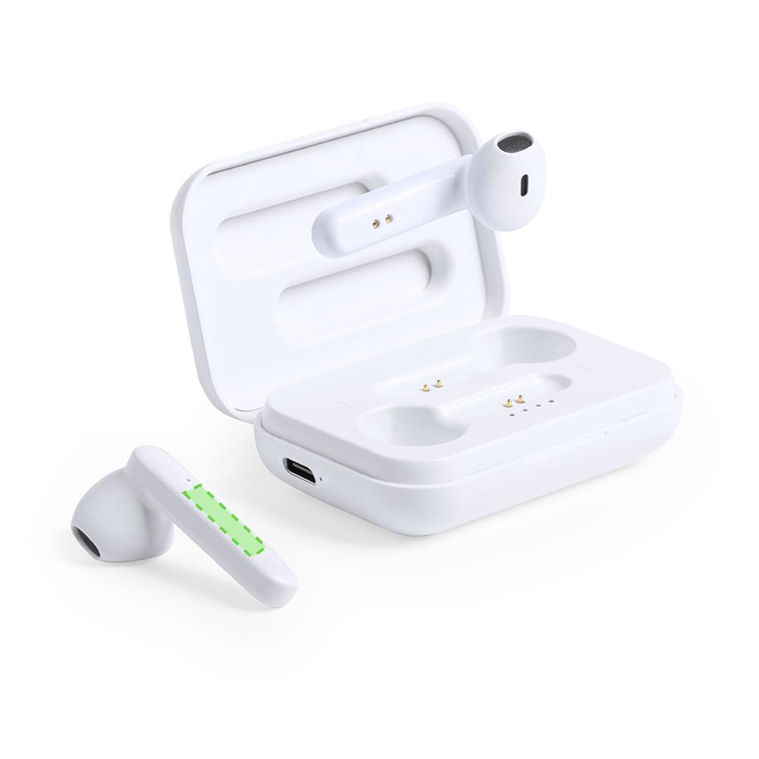Auriculares intraurales Bluetooth 5.0 en acabado blanco elegante con estuche individual de lujo y tapa bisagra