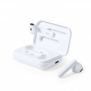 Auriculares intraurales Bluetooth 5.0 en acabado blanco elegante con estuche individual de lujo y tapa bisagra
