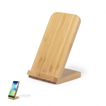 Cargador inalámbrico de bambú natural 10W minimalista