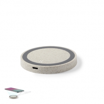 Cargador inalámbrico de caña de trigo natural 5W sostenible