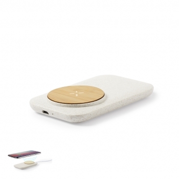 Cargador inalámbrico de bambú natural 10W con diseño eco minimalista