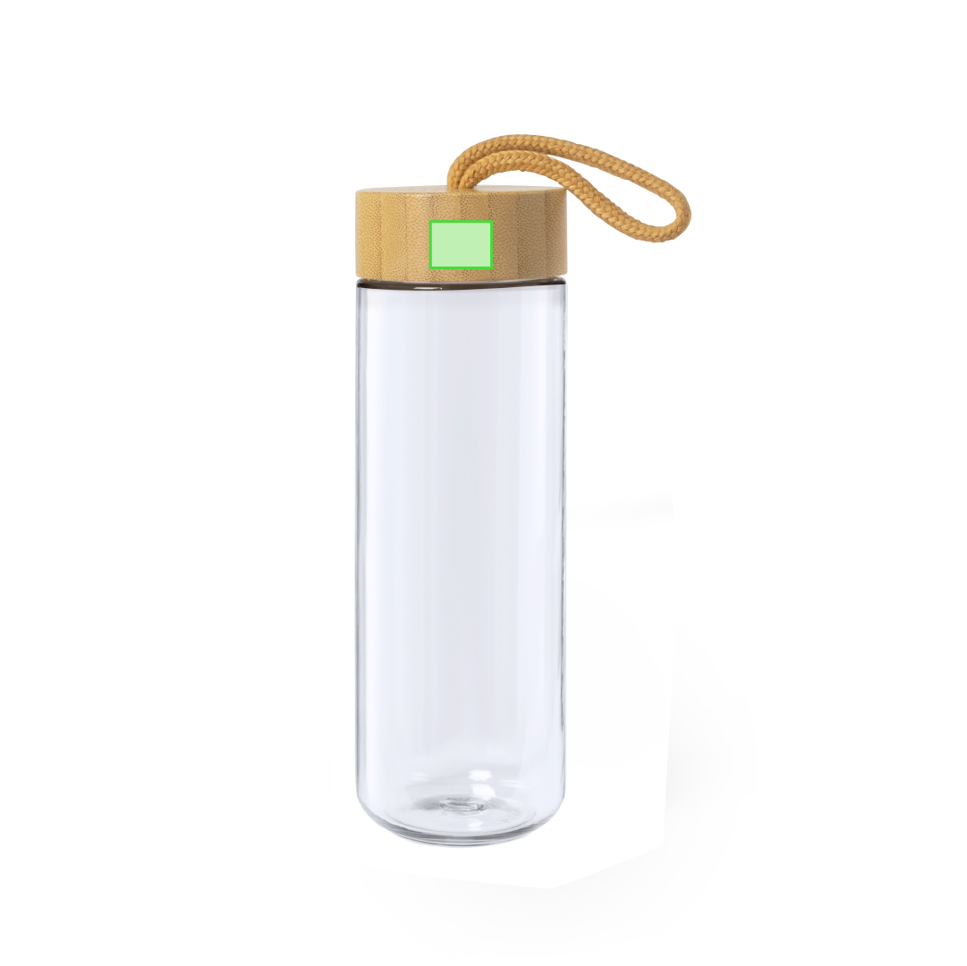 Botella térmica de cristal con funda Soft Shell y bambú 530 ml